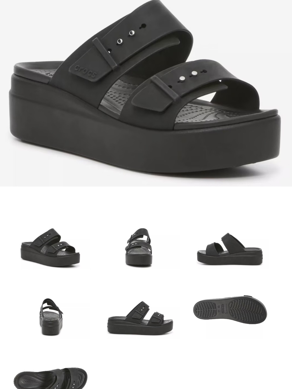 CROCS Black Women’s Platform Double-Strap Slide Sandals